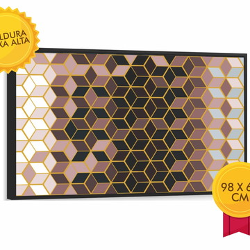 Quadro Decorativo grande abstrato geométrico com moldura