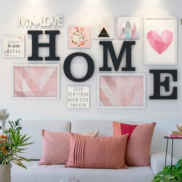 CONJUNTO QUADROS E LETRAS - tONS DE ROSA