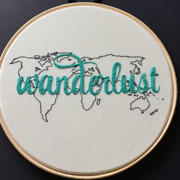 Quadro Bastidor Bordado - Wanderlust