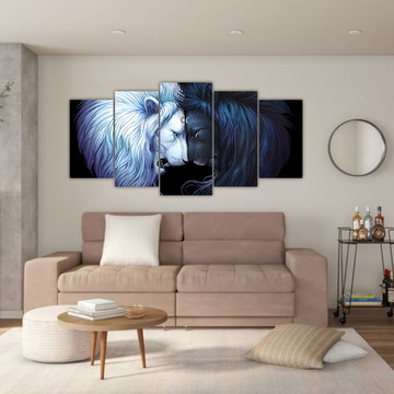 Quadro Leão Branco e Preto - 188 x 100 cm - Grande K5-02