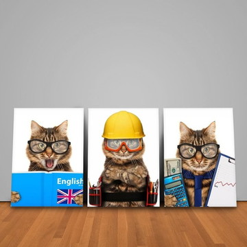 Kit Quadros - Amo Gatos - 30X40cm