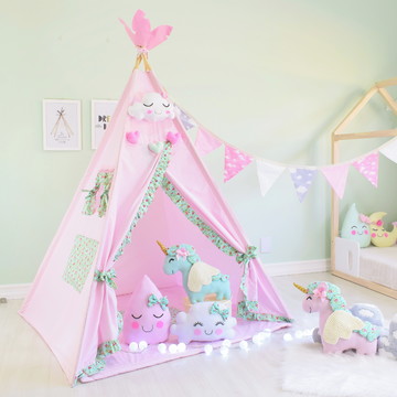 Cabana Infantil KIT 6 ITENS -Tenda Cabaninha Unicórnio