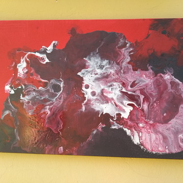Quadro abstrato- Pintura acrílica fluída - 30 x 50cm