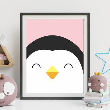 Quadro Decorativo 40x30cm Pinguim Animais Fofos