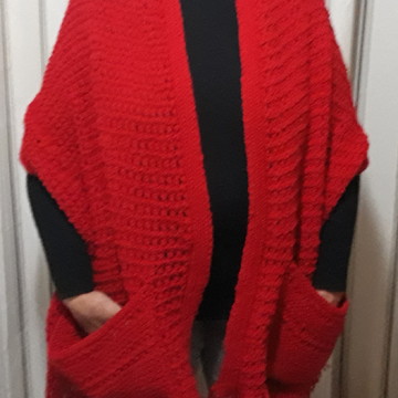 Cachecol com bolso- vermelho