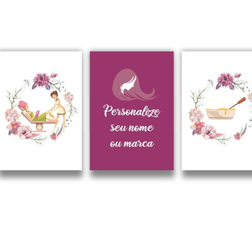 Kit 3 Quadros salão beleza depilação depiladora