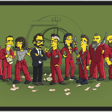 Quadro Decorativo Simpsons La Casa De Papel Com Moldura