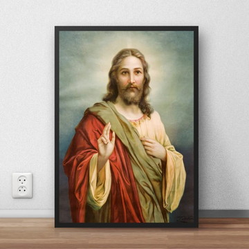 Quadro Religioso Poster Com Moldura Jesus Cristo P5135