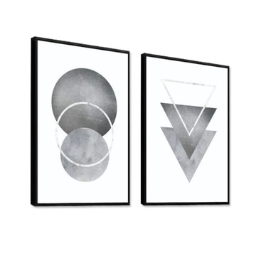 2 Quadros Decorativos com Moldura Grande Sala Color Abstrato