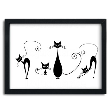 Quadro decorativo cats gatos pretos cód: 244s A4
