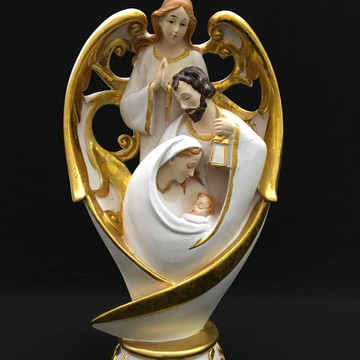Imagem Sagrada Família com anjo Natal Presépio natalino