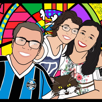 Quadro Personalizado Família com Pet