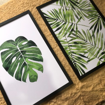 KIT C/ 2 QUADROS DECORATIVOS FOLHAGEM COSTELA DE ADAO 40x50