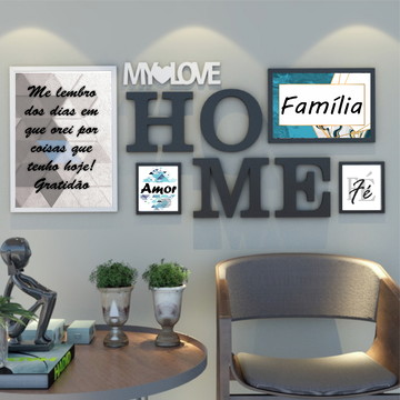 CONJUNTO QUADROS E LETRAS HOME - BLESSED