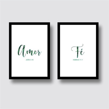 Kit Quadro Palavras - Paz, Amor, Fé e Gratidão.