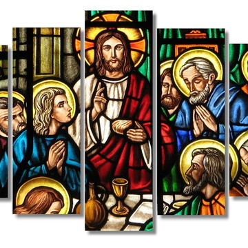 Quadros Santa Ceia Vitral Medieval Tela Canvas 100% Algodão