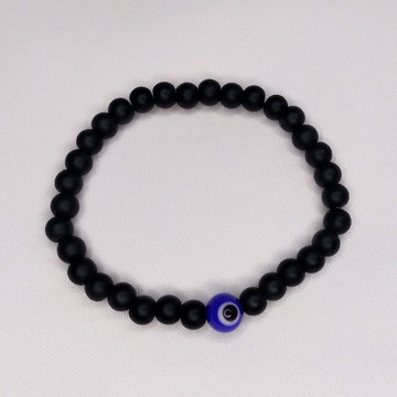 Pulseira ônix com pingente olho grego