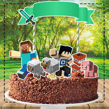 TOPO DE BOLO MINECRAFT MENINA - ARQUIVO DIGITAL