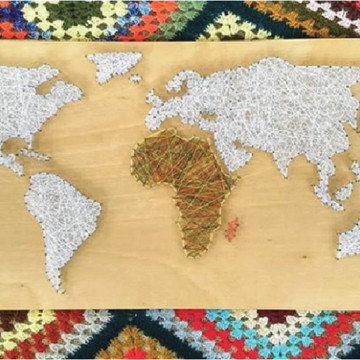 Quadro Decorativo Mapa Mundi Mama África - String Art