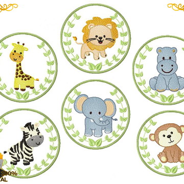 Matriz bordados comp safari com moldura e ramos rippled apl