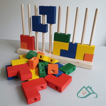 KIT EM MADEIRA 54 PEÇAS BRINQUEDOS BLOCOS PARA MONTAR E CONSTRUIR  PEDAGOGICO EDUCATIVO