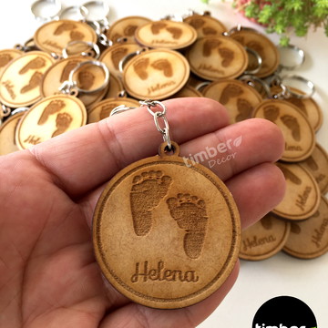 Chaveiro personalizado em mdf - pézinho - maternidade