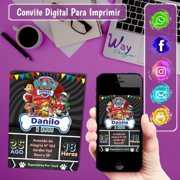 Convites Infantis Patrulha Canina - M6933 - Gráfica expanSSiva