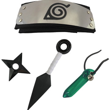 Capa Manto Minato + Bandana Aldeia da Folha + Kunai Shuriken