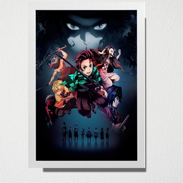 Quadro Demon Slayer Anime Desenho Com Moldura GG02