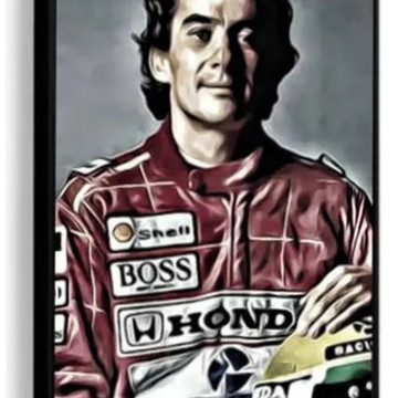 Quadro Decorativo Ayrton Senna Piloto Corrida Com Moldura