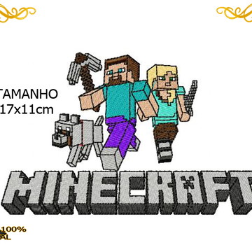 Matriz bordado com minecraft steve e alex