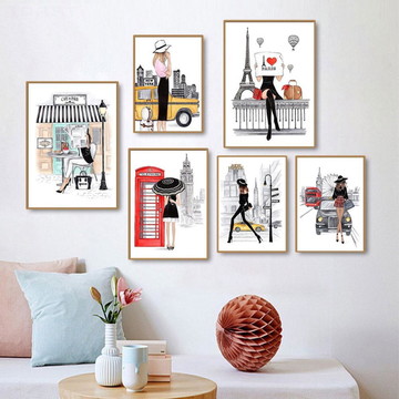 Conjunto 6 Quadros Decorativos Mulher Países