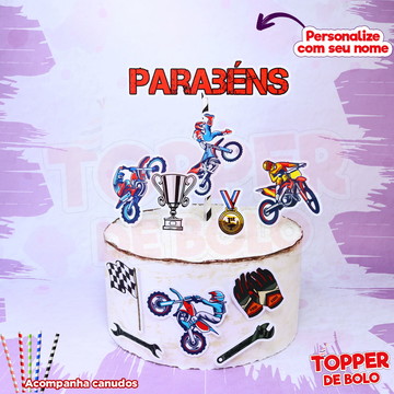 Topper de Bolo Motocross - Decoração de Festa - Magazine Luiza