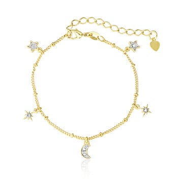 Pulseira estrela e lua com zircônias 5013