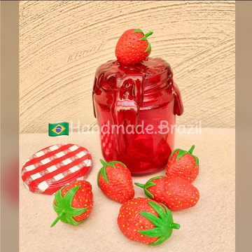 F15 - pote decorativo enfeite mesa balcão geleia de morango