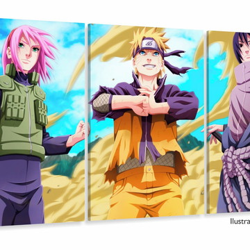 QUADRO ANIME NARUTO SASUKE E SAKURA CLÁSSICO - TAMANHO 40X60