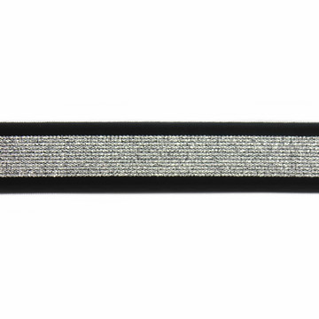 Elástico preto com lurex prata2,5cm - (c1016)