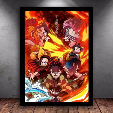 Quadro decorativo emoldurado Tanjiro Desenho Demon Slayer Arte