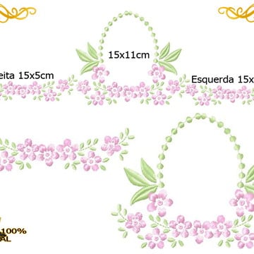Matriz bordado comp raminho de flores com barrinha
