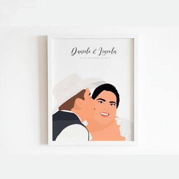 Quadro aniversário de casamento - ilustração casal