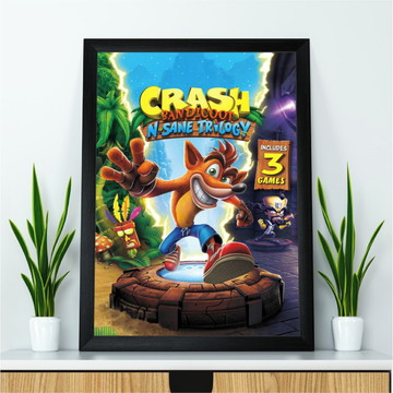 Quadro Quadro Crash Bandicoot 3 Moldura Vidro 30x40cm