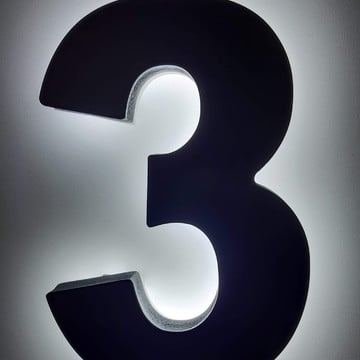 Kit 2 números grande com led com 30cm alt preto fosco pvc