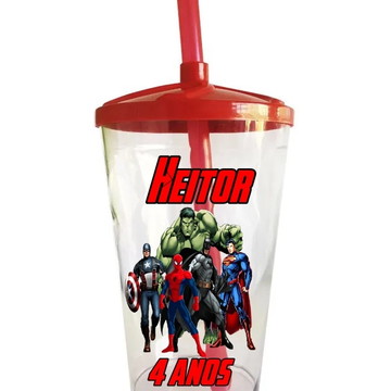 Copo twister personalizado 400ml lembrancinha super heróis