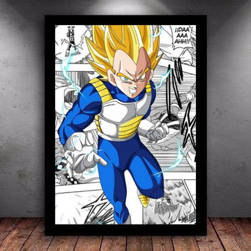 Quadro Decorativo Dragon Ball Vegeta Desenho Com Moldura G18