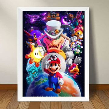 Poster Quadro Moldura Jogo Super Mario Odyssey 32x23cm #29