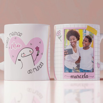 Caneca feliz dia das mães com foto meme flork boneco palito