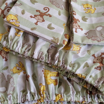 Kit ençóis safari com elástico para berço crescer fase 1 e 2