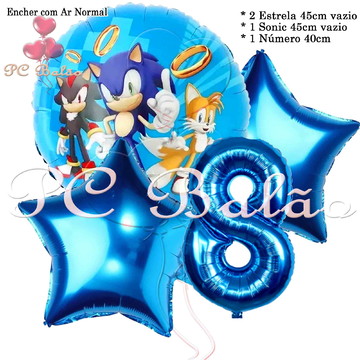 Decorações de festa de aniversário temáticas Sonic The Hedgehog – balões de  hélio Sonic The Hedgehog, balões para artigos de festa Sonic The Hedgehog  para crianças e chá de bebê