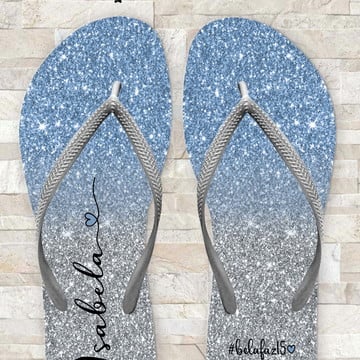 Chinelo personalizado de 15 anos efeito glitter