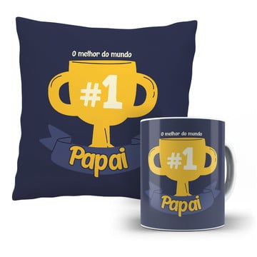 Kit almofada e caneca papai o melhor do mundo dia dos pais